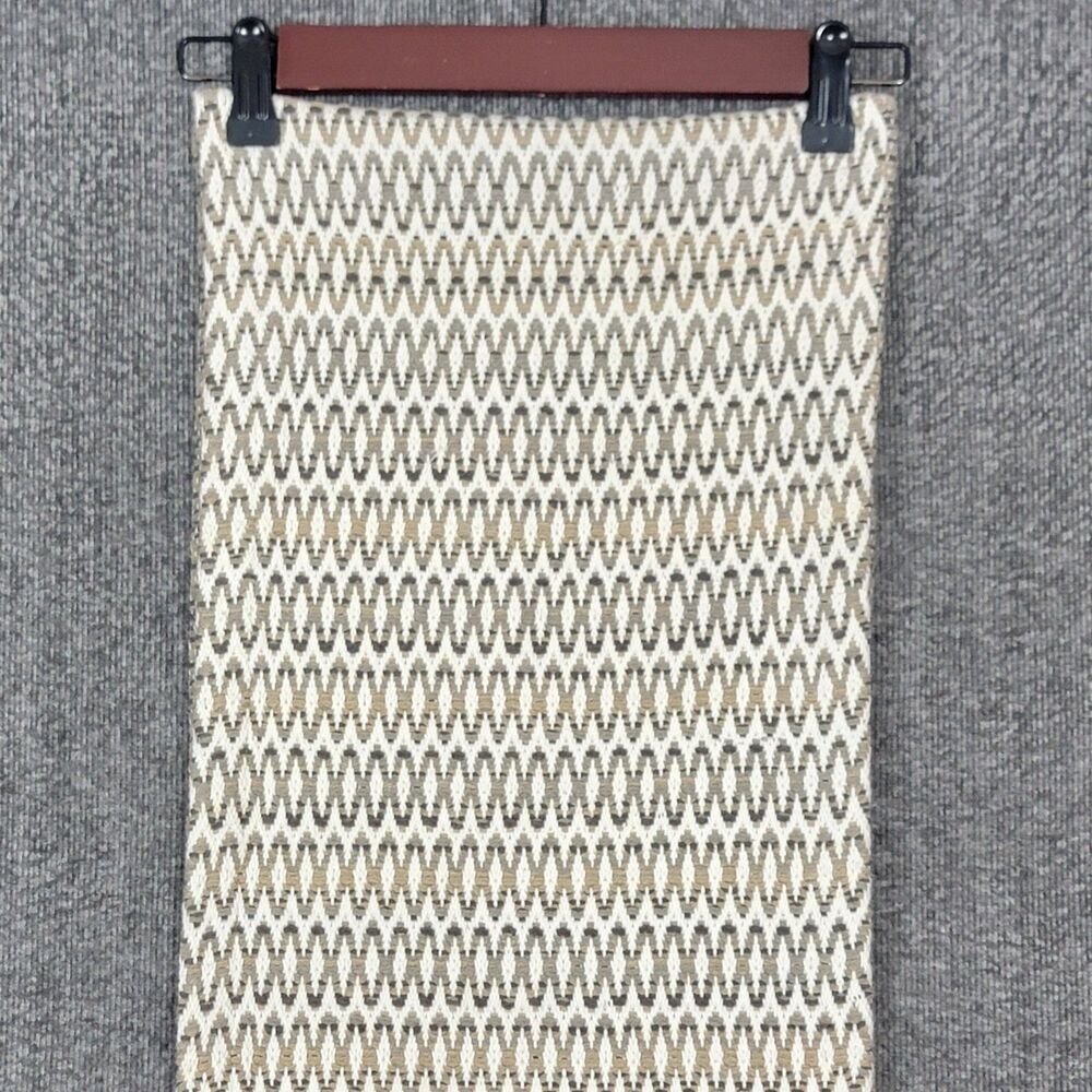 Food Network Table Runner White Beige Brown Geometric 100% Cotton 67" x 11"